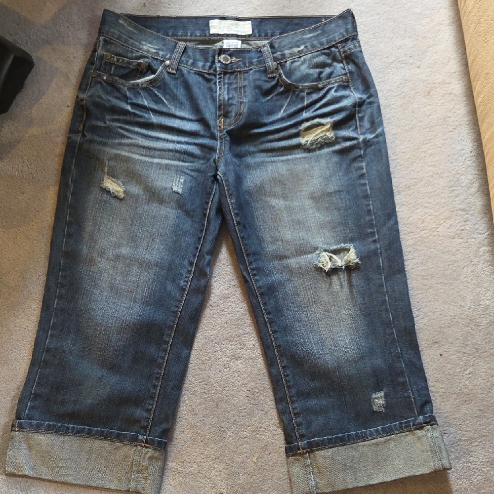 Maurices Blue Cropped Distressed Jeans